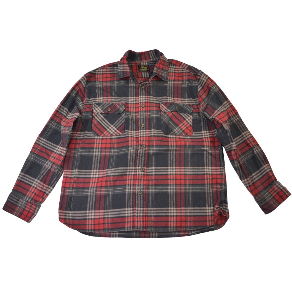 Jachs MFG Heritage Flannel Shirt Mens XXL Red Navy Blue Plaid Cotton Button Down